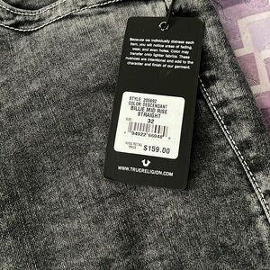 True Religion, midrise, straight jeans in color Descendant. Size 32.